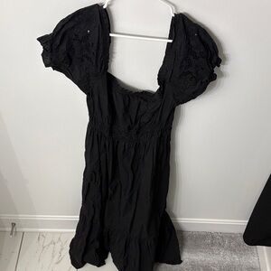 H&M Black Dress with Puff Sleeves